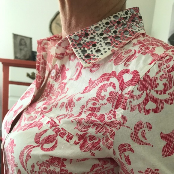 Silver studded button up blouse - Picture 3 of 11